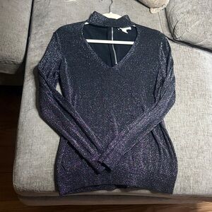 MICHAEL Michael Kors Black with silver sparkles  Sparkle V-Neck Sweater